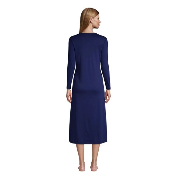 Lands' End Women's Supima Cotton Long Sleeve Midcalf Nightgown, NWT - Picture 2 of 2